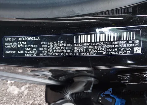 2024 Alfa Romeo Tonale Ti Eawd from USA, damaged, VIN ZASPATCW0R3032282